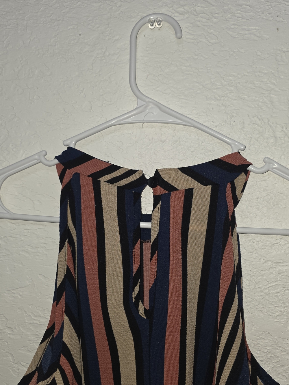 Striped Halter Tank Top Long Sleeve - Navy, Rust & Cream Love Spell XL - Picture 6 of 6